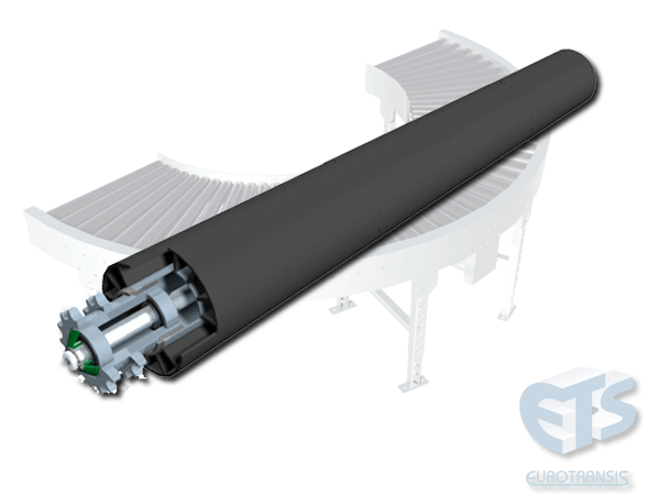 Conical gravity rollers series for curved conveyors