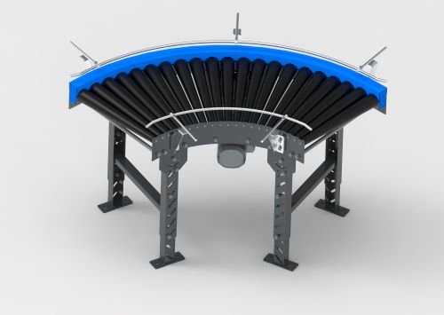 Curved roller conveyors